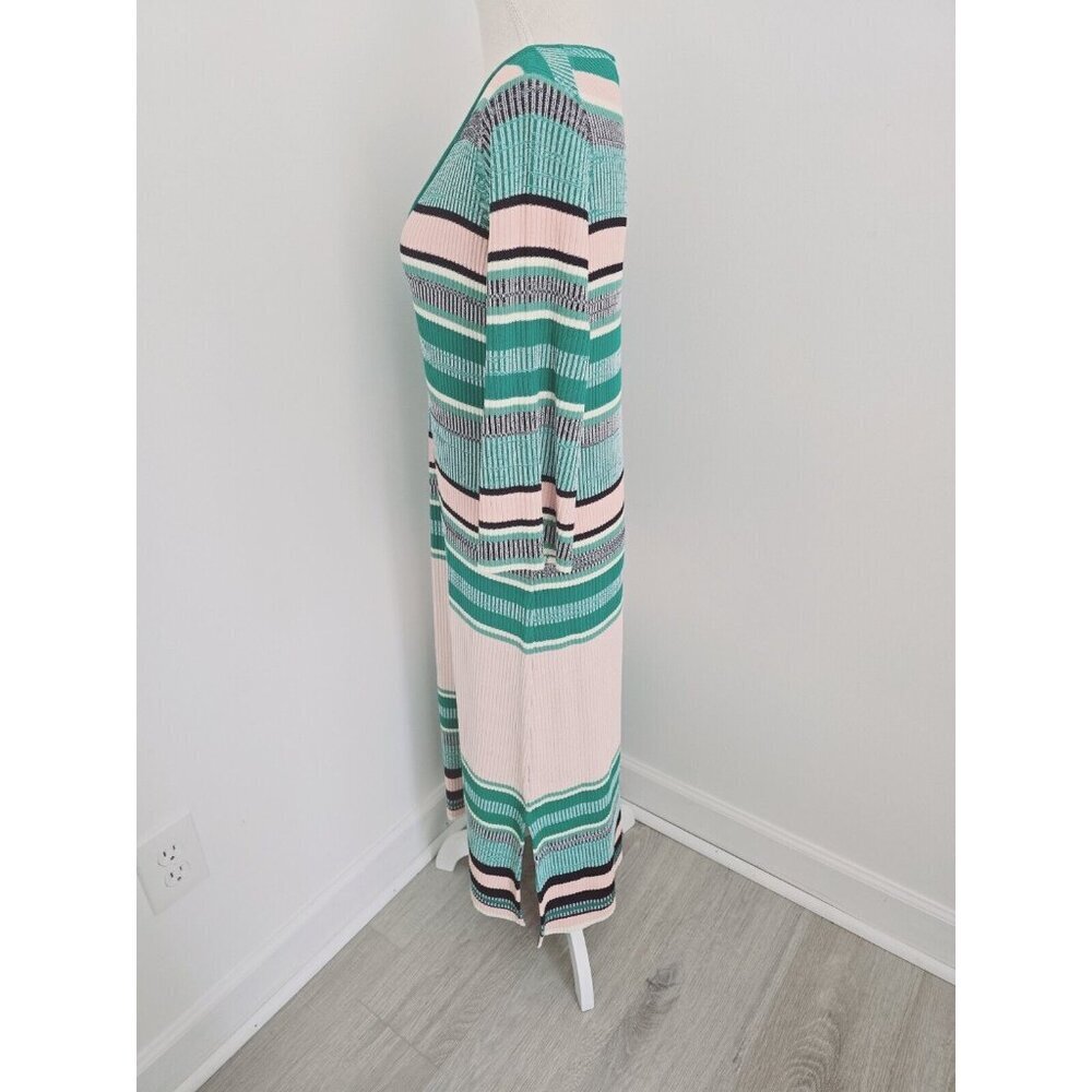 Tuckernuck Stevie Knit Sweater Color Blocked Striped V-Neck Ribbed Midi Dress S - Picture 8 of 13
